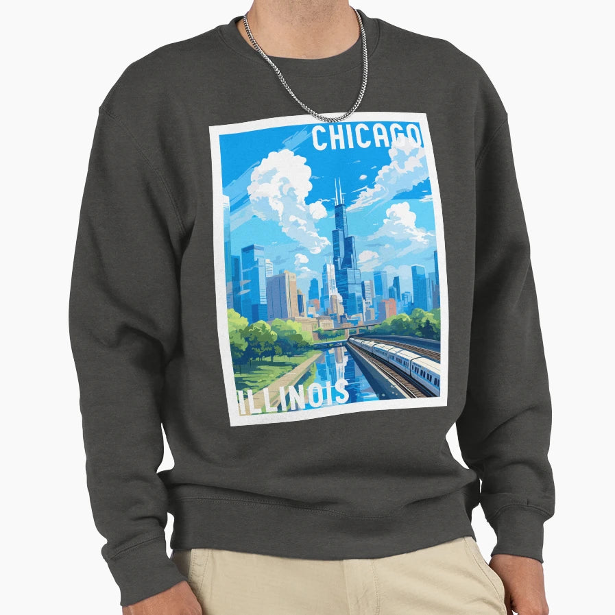 Chicago Illinois Usa Sweatshirt - Minimalist Print Men Women - T-Shirt, Sweatshirt, Hoodie