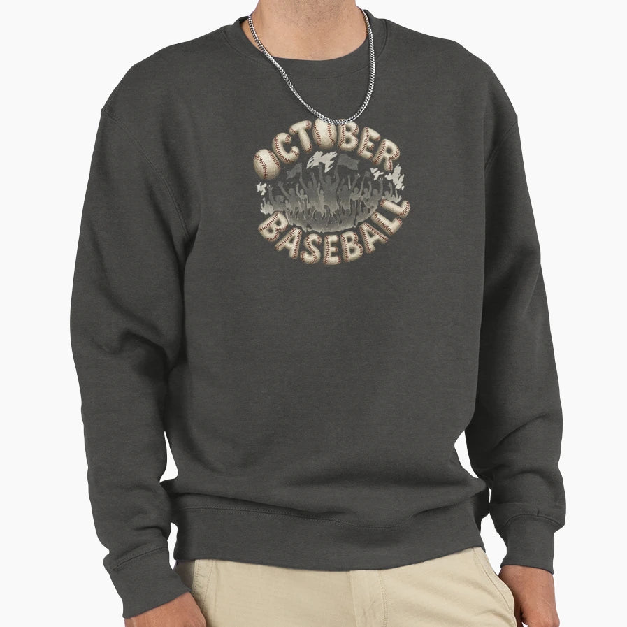 October Baseball Fans Beige Brown Sweatshirt - Trendy Graphic Men Women - T-Shirt, Sweatshirt, Hoodie