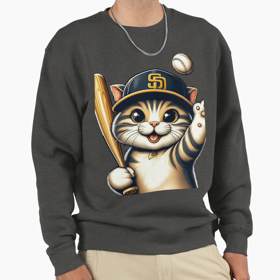 Padres Cat Sweatshirt - Custom Art Print Men Women - T-Shirt, Sweatshirt, Hoodie