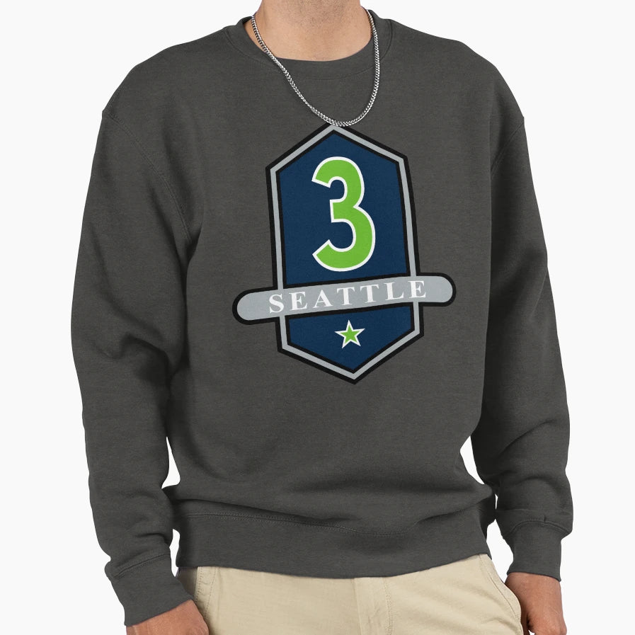 Seattle 3 Emblem Sweatshirt - Casual Everyday Wear Men Women - T-Shirt, Sweatshirt, Hoodie
