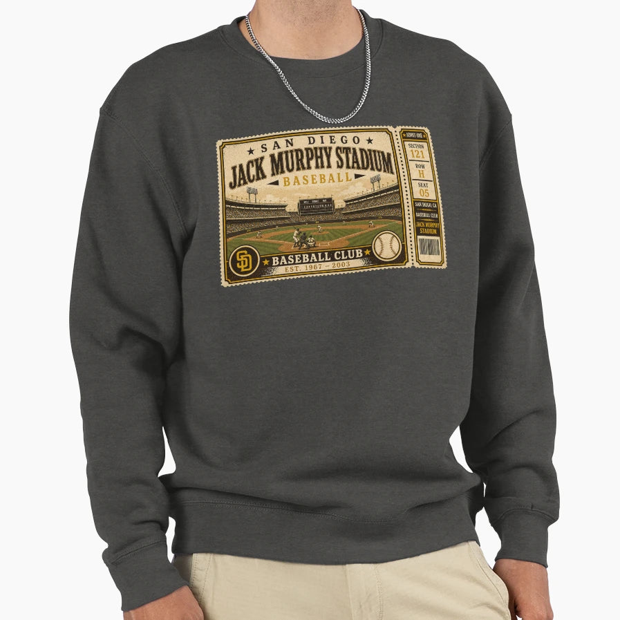 San Diego Baseball Ticket Stub Jack Sweatshirt - Graphic Print for Adults - T-Shirt, Sweatshirt, Hoodie