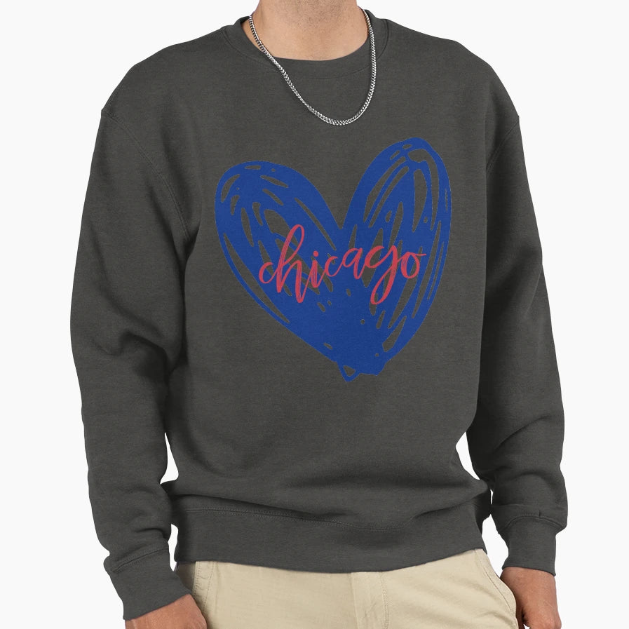 Chicago Heart 3 Sweatshirt - Graphic Print Unisex - T-Shirt, Sweatshirt, Hoodie