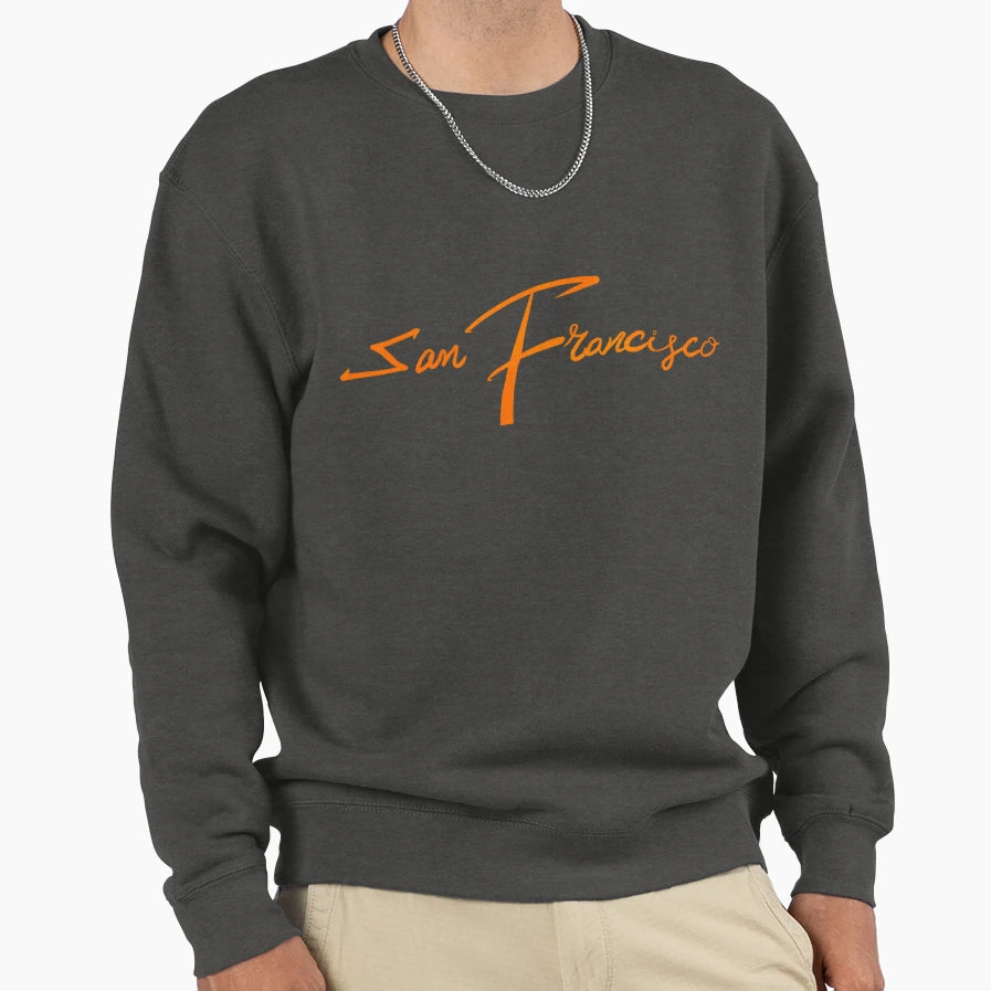 Orange San Francisco Calligraphy Sweatshirt - Unique Graphic for Adults - T-Shirt, Sweatshirt, Hoodie