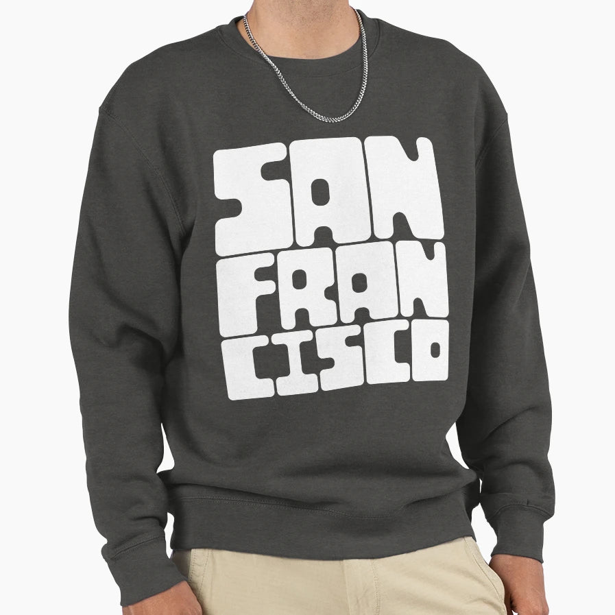 San Francisco White And Black Sweatshirt - Casual Everyday Wear Men Women - T-Shirt, Sweatshirt, Hoodie