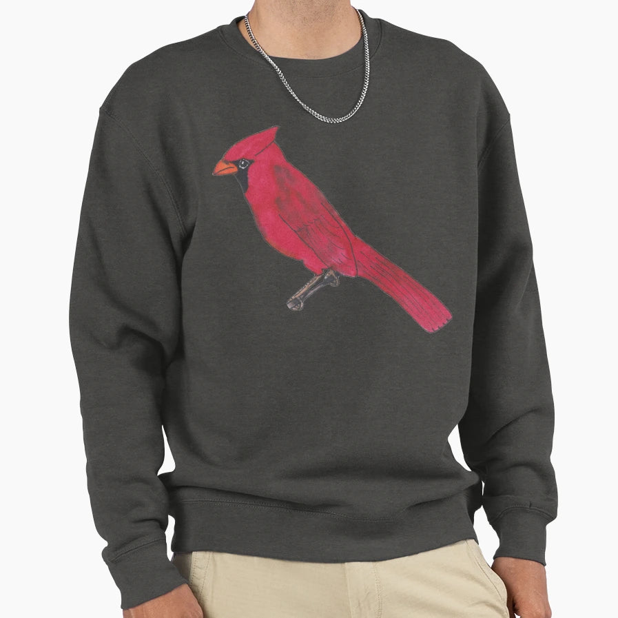Northern Cardinal Bird Illustration Sweatshirt - Unique Graphic Men Women - T-Shirt, Sweatshirt, Hoodie