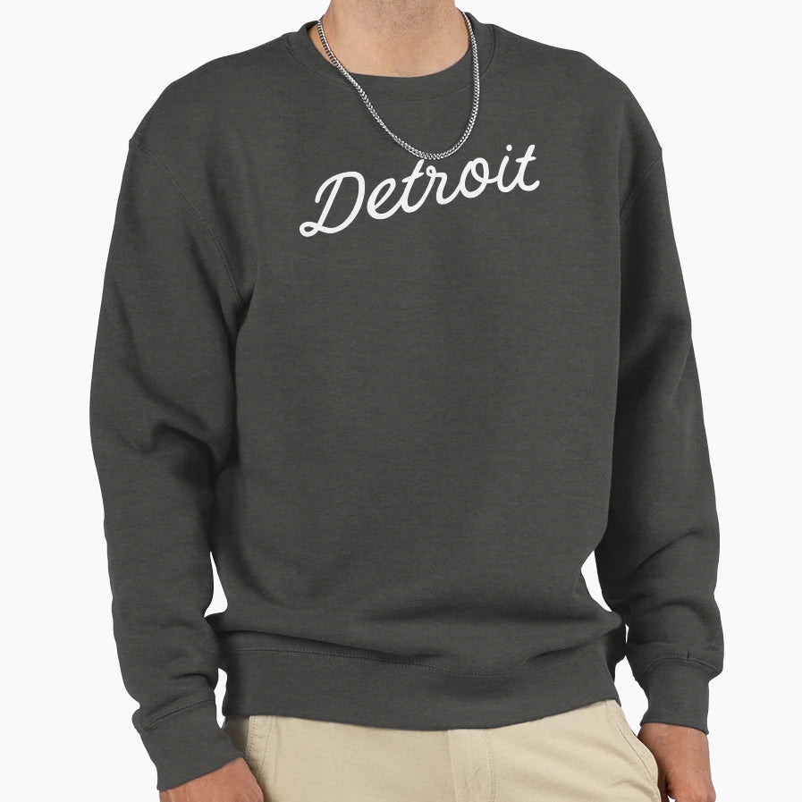 Detroit Script Sweatshirt - Graphic Print Men Women - T-Shirt, Sweatshirt, Hoodie