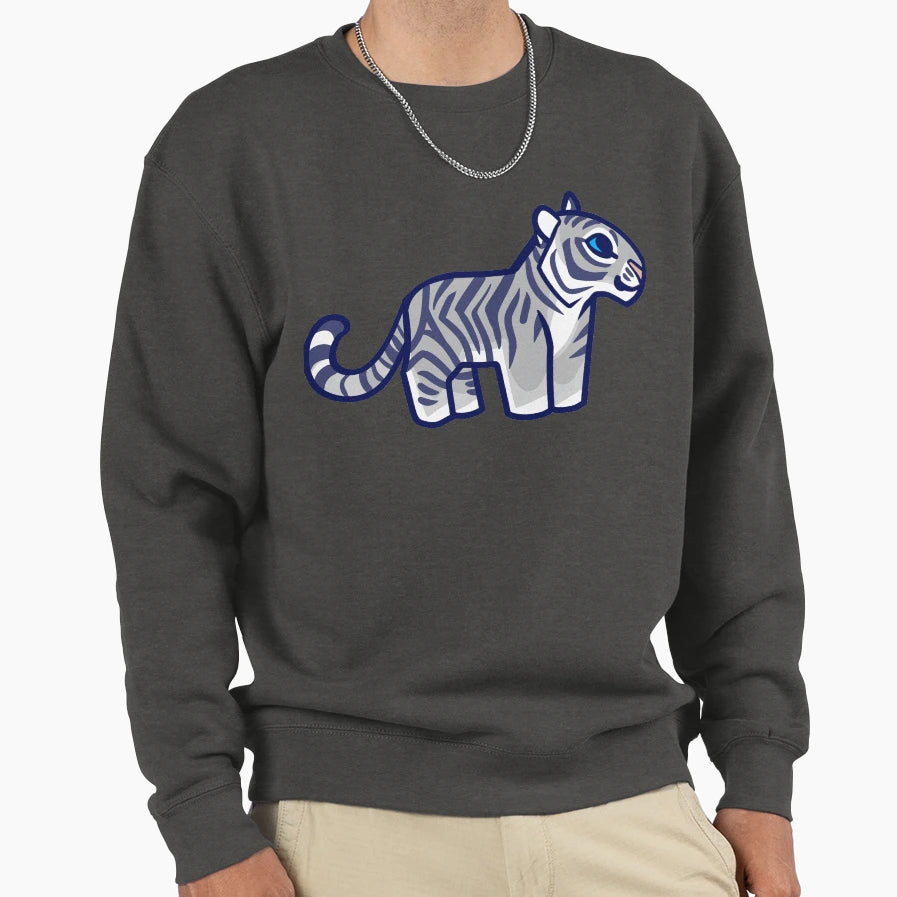 Micro White Tiger Sweatshirt - Unique Graphic for Adults - T-Shirt, Sweatshirt, Hoodie