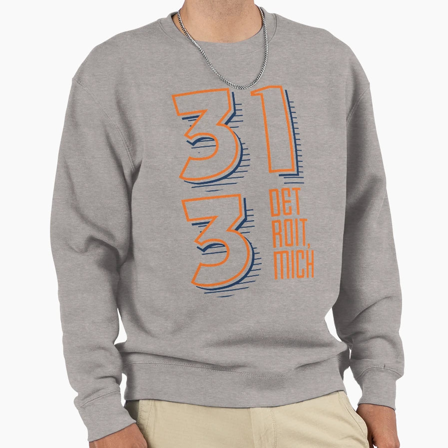 313 Detroit Sweatshirt - Casual Everyday Wear Unisex - T-Shirt, Sweatshirt, Hoodie