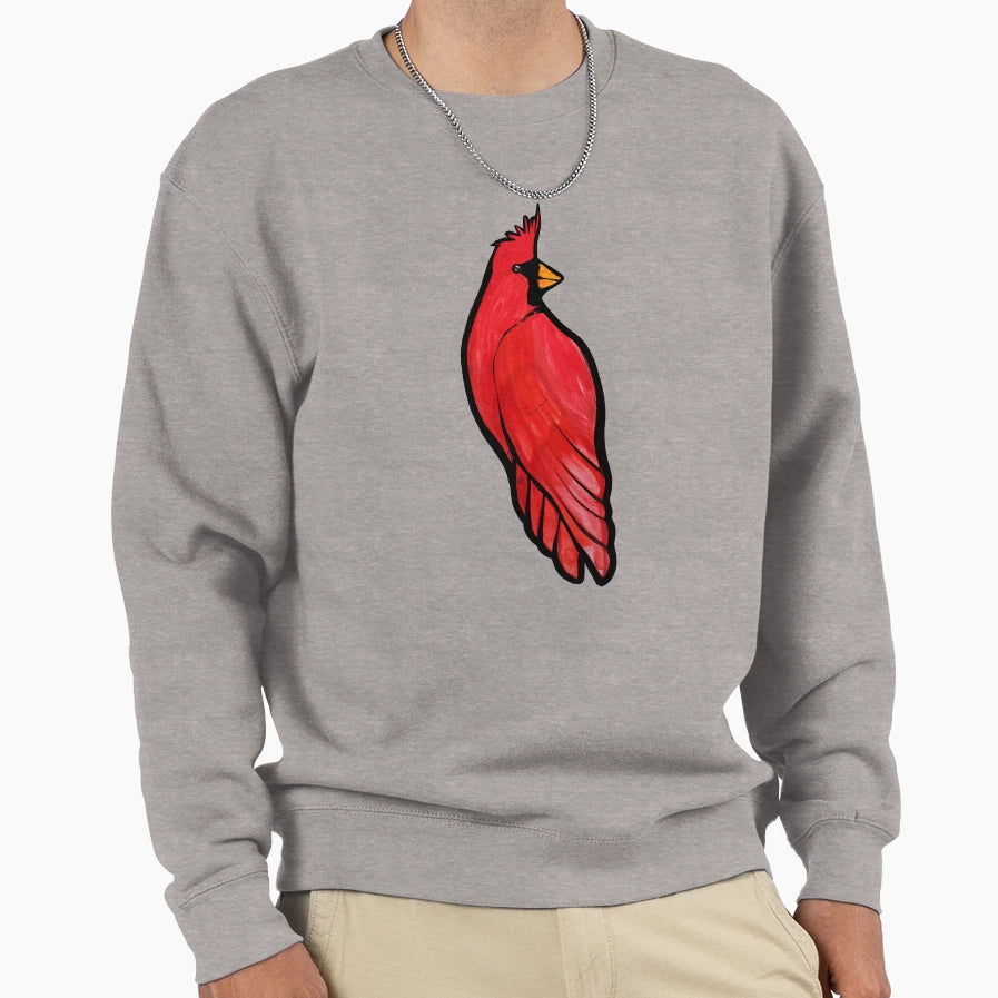 Red Cardinal Sweatshirt - Minimalist Print for Adults - T-Shirt, Sweatshirt, Hoodie