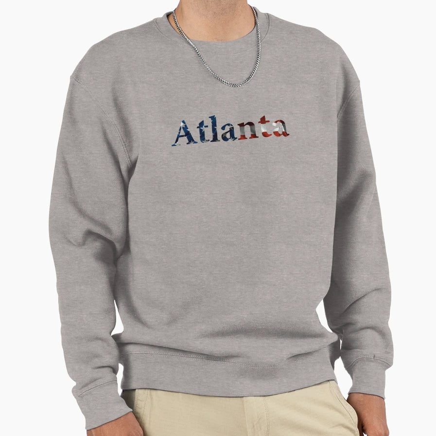 Atlanta American Flag Sweatshirt - Graphic Print for Adults - T-Shirt, Sweatshirt, Hoodie