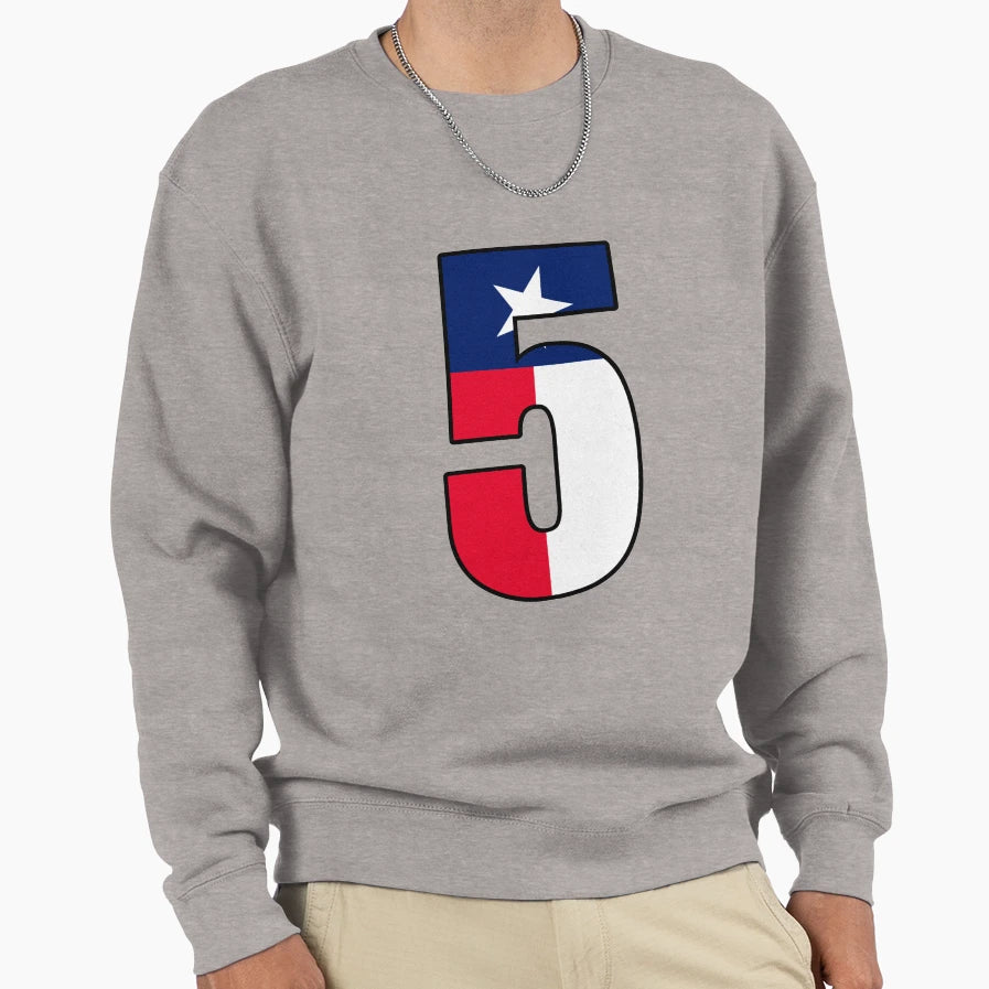 Number 5 Texas Flag Sweatshirt - Aesthetic Graphic for Adults - T-Shirt, Sweatshirt, Hoodie