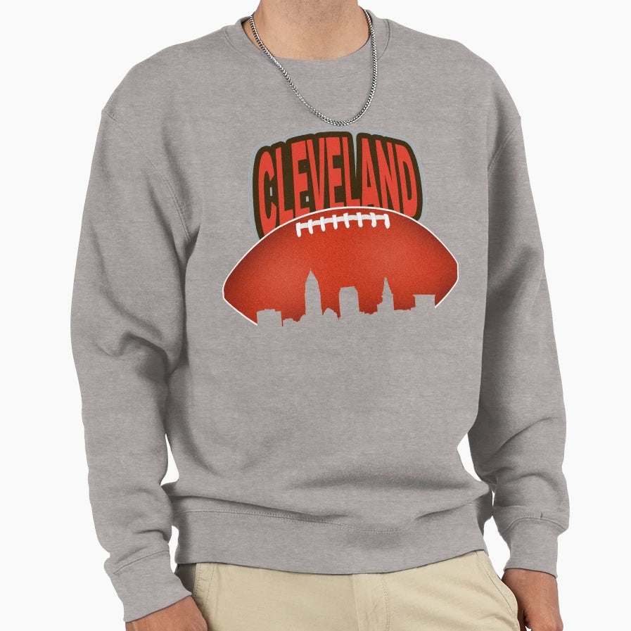 Cleveland Football Skyline Sweatshirt - Novelty Apparel Men Women - T-Shirt, Sweatshirt, Hoodie
