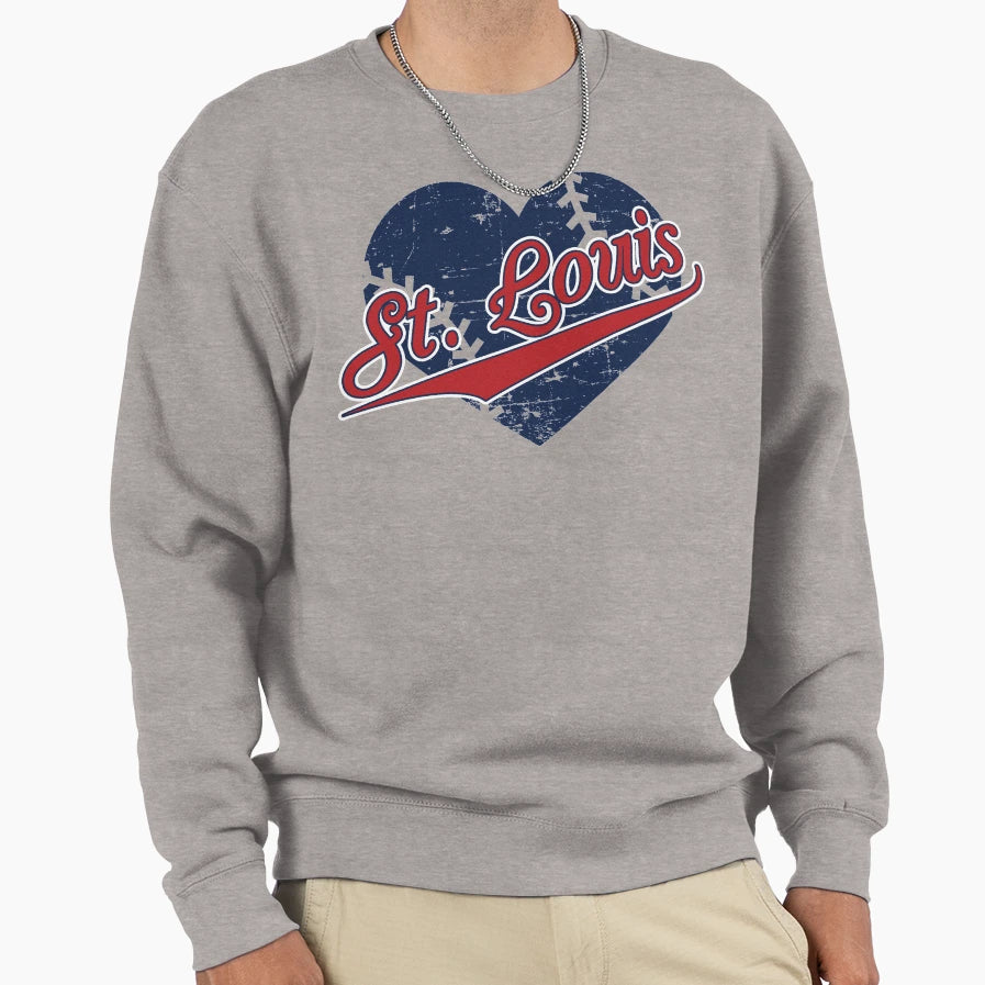 I Love St Louis Missouri Baseball Sweatshirt - Trendy Graphic for Adults - T-Shirt, Sweatshirt, Hoodie