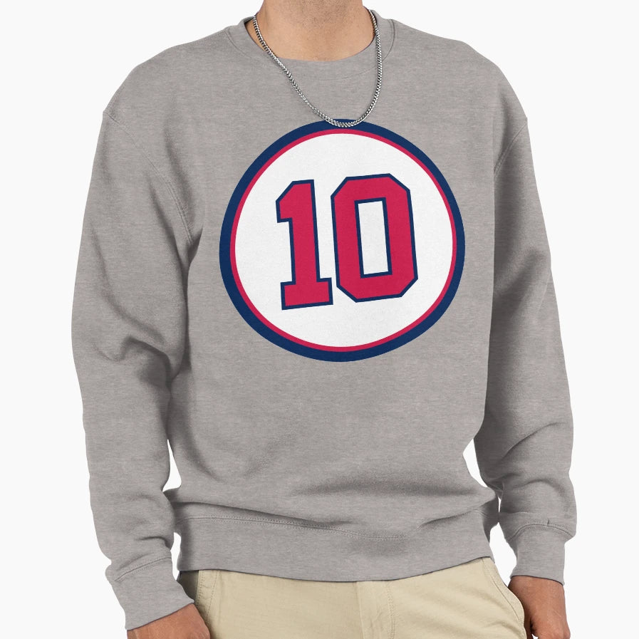 Chipper Jones 10 Jersey Number Sweatshirt - Novelty Apparel for Adults - T-Shirt, Sweatshirt, Hoodie