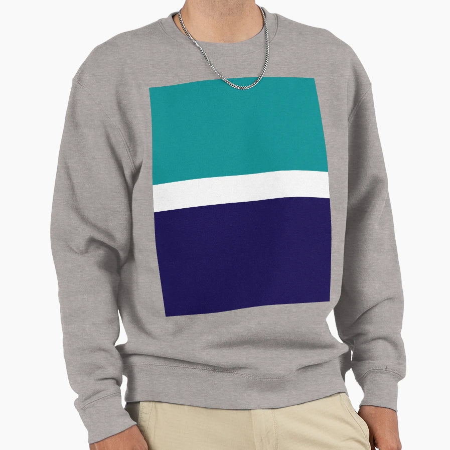 Teal White Navy Blue Plain Sweatshirt - Casual Everyday Wear for Adults - T-Shirt, Sweatshirt, Hoodie