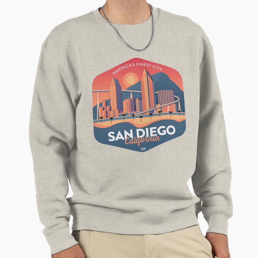San Diego California Badge Sweatshirt - Casual Everyday Wear for Adults - T-Shirt, Sweatshirt, Hoodie