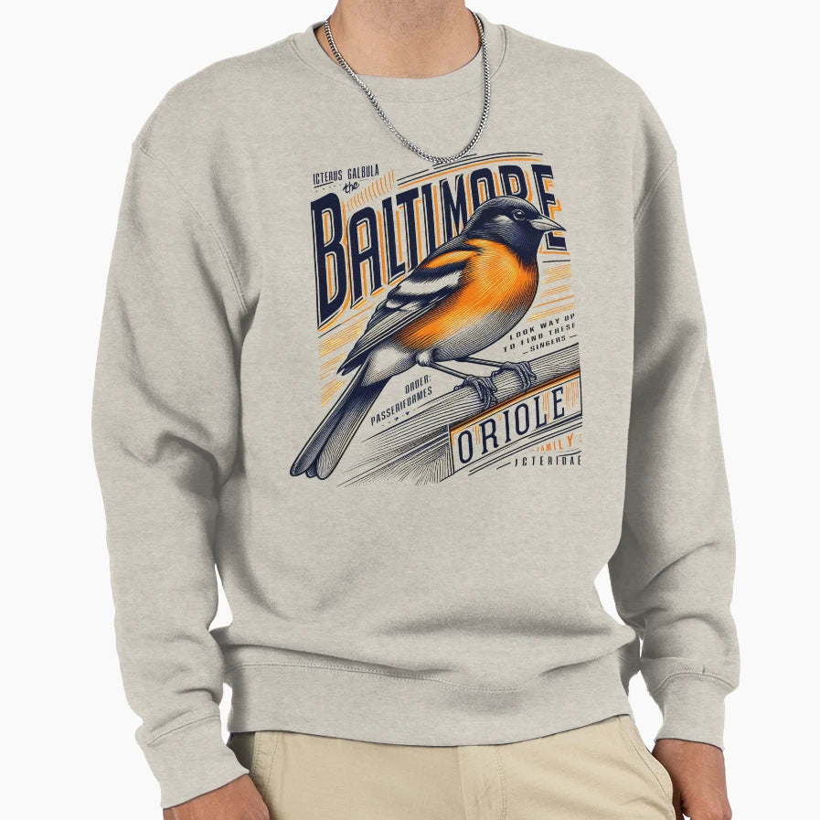 Baltimore Oriole Sweatshirt - Custom Art Print Men Women - T-Shirt, Sweatshirt, Hoodie