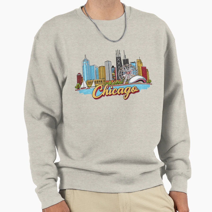 Chicago Sweatshirt - Aesthetic Graphic for Adults - T-Shirt, Sweatshirt, Hoodie