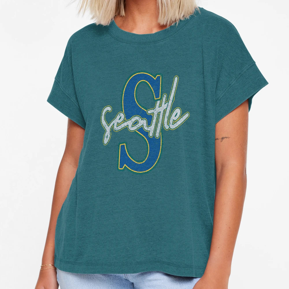 S Letter Distressed Seattle Sports Team T-Shirt - Trendy Graphic Men Women - T-Shirt, Sweatshirt, Hoodie