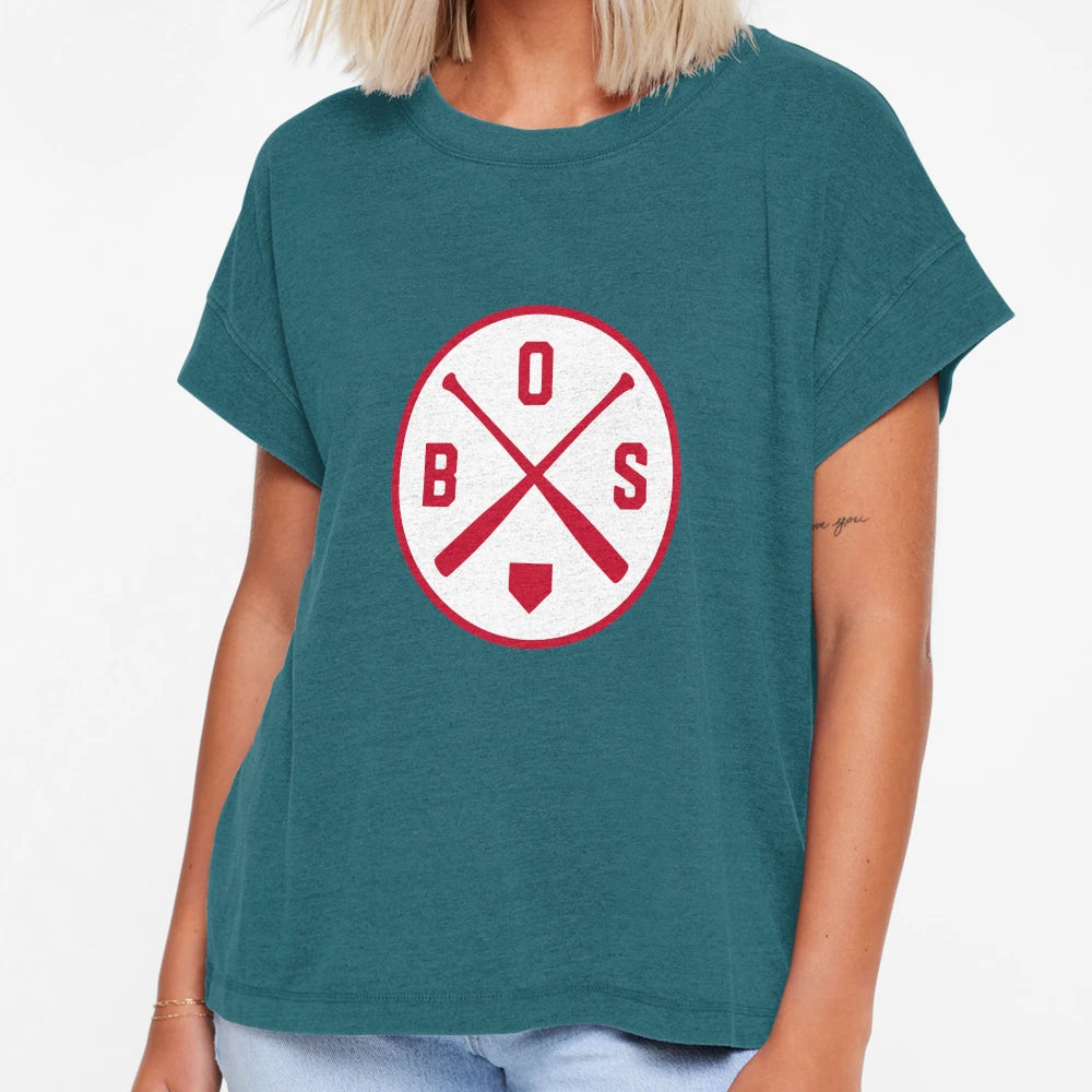 Boston Baseball Bat Bos Patch T-Shirt - Graphic Print for Adults - T-Shirt, Sweatshirt, Hoodie