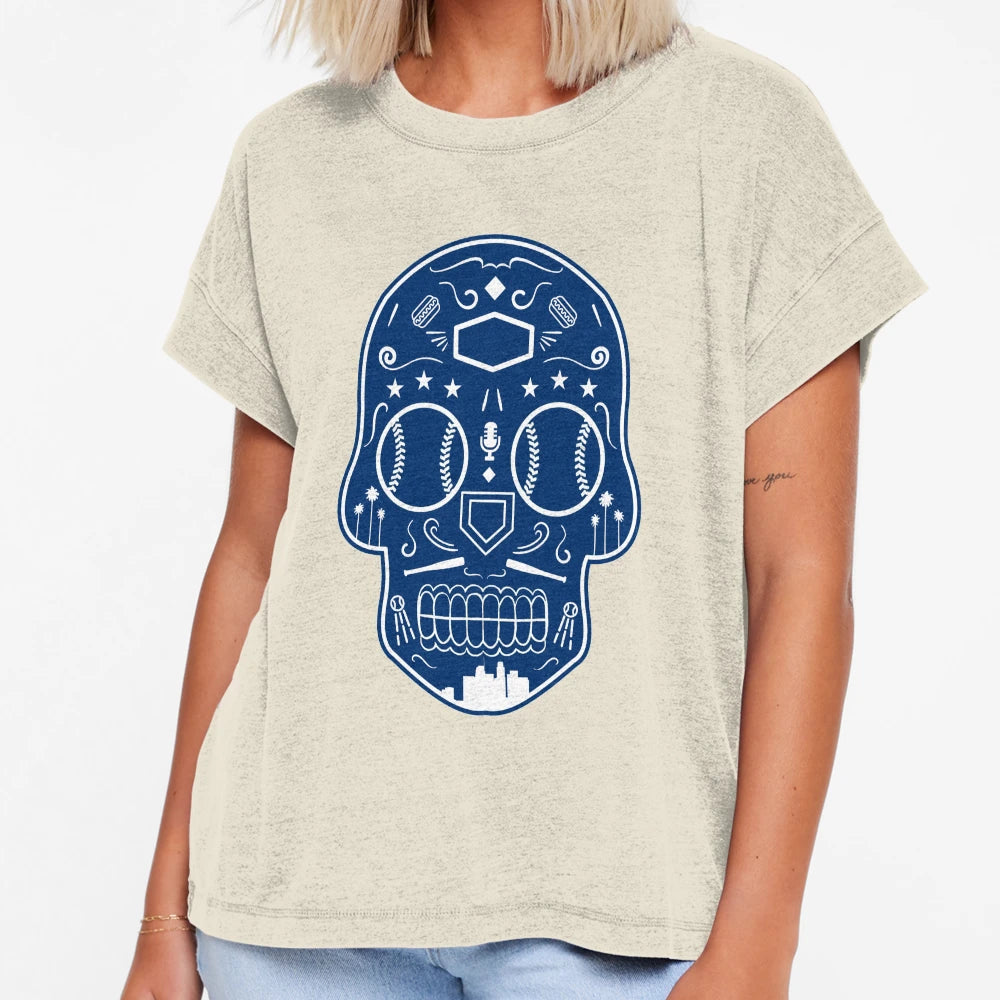 Los Angeles Baseball Sugar Skull T-Shirt - Custom Art Print Unisex - T-Shirt, Sweatshirt, Hoodie