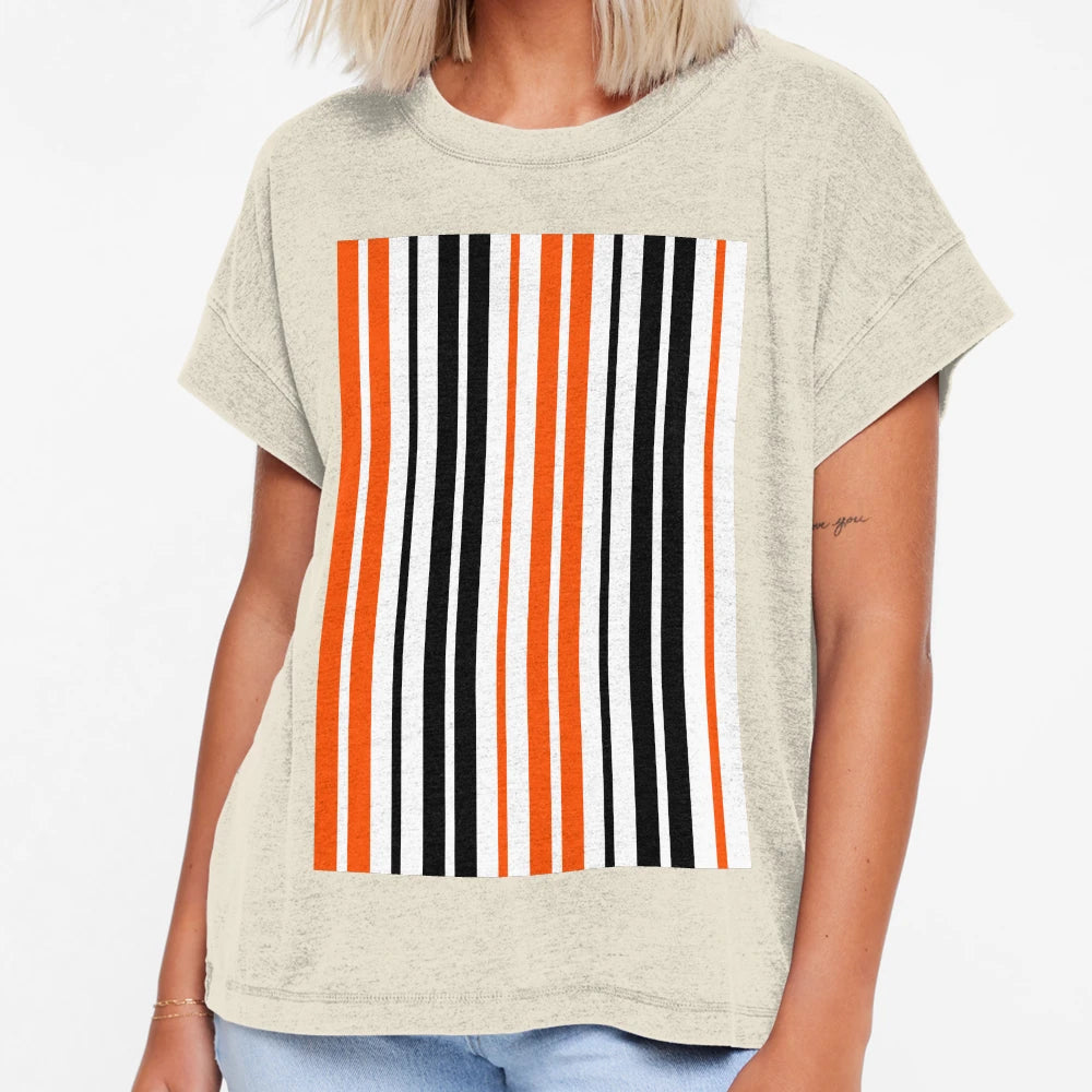 Orange Black Stripes White Background T-Shirt - Trendy Graphic Unisex - T-Shirt, Sweatshirt, Hoodie