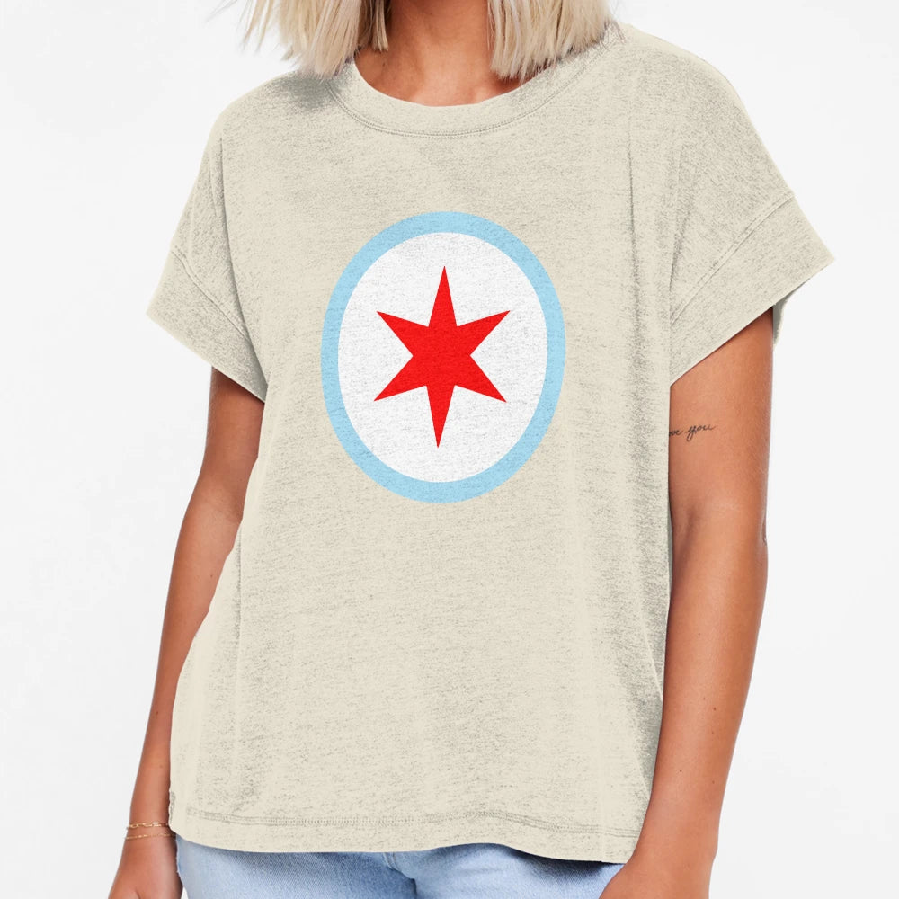 Chicago City Flag Emblem Six Point T-Shirt - Minimalist Print for Adults - T-Shirt, Sweatshirt, Hoodie