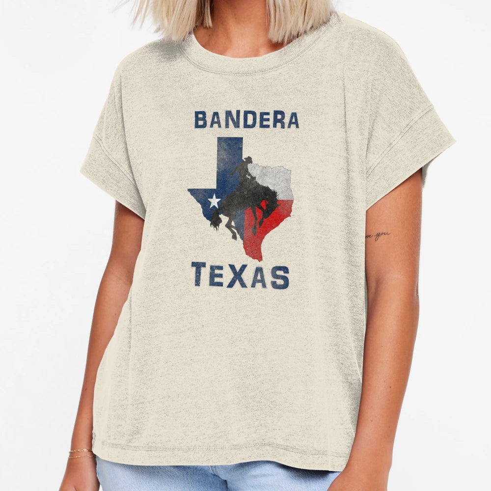 Bandera Texas State Flag And Rodeo Cowboy T-Shirt - Novelty Apparel Unisex - T-Shirt, Sweatshirt, Hoodie