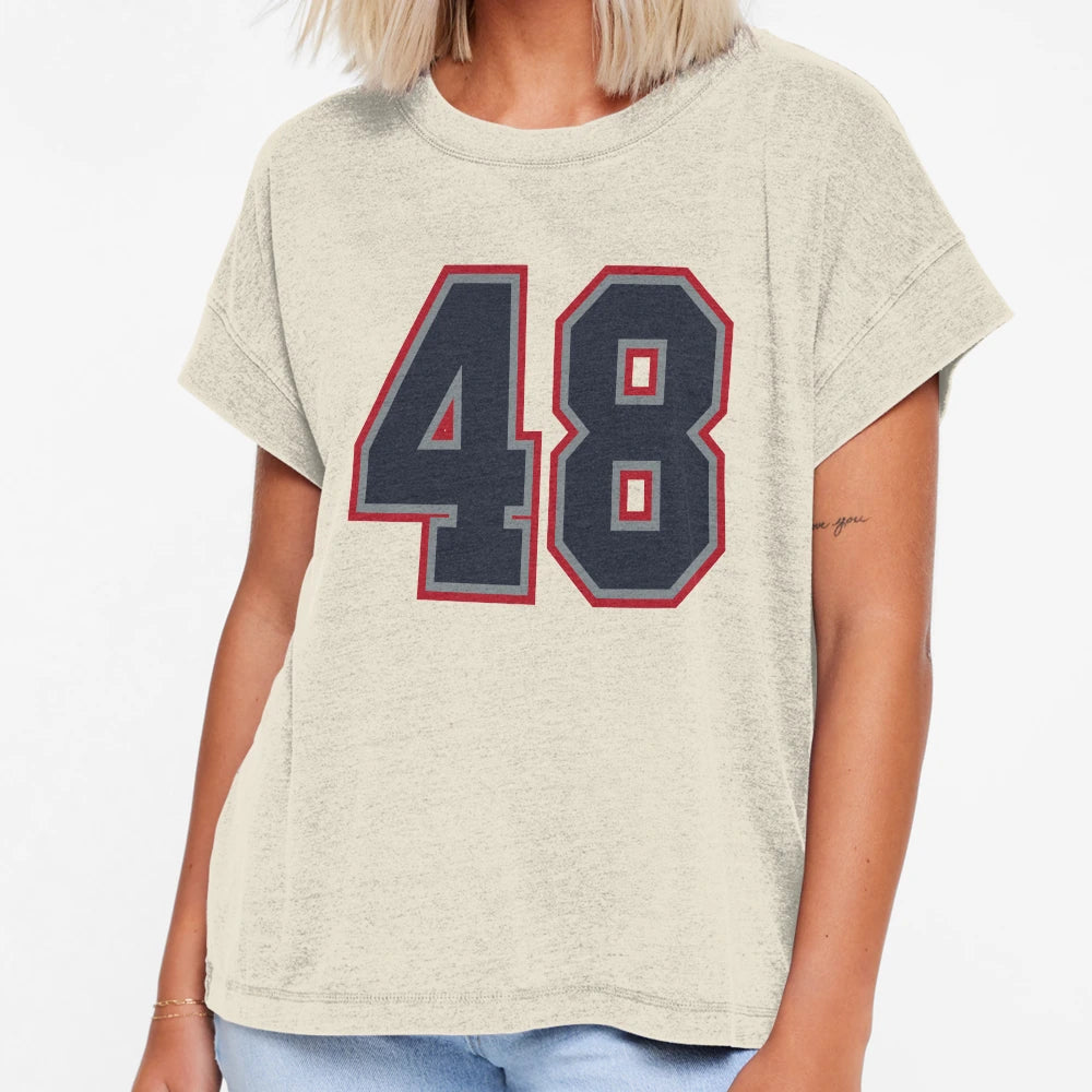 48 Navy Grey Red Sports Number Fourty Eight T-Shirt - Graphic Print Unisex - T-Shirt, Sweatshirt, Hoodie