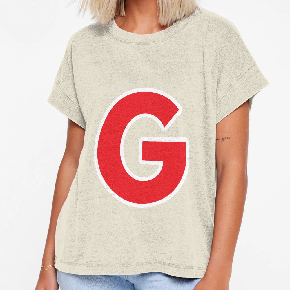 G Initial Letter G Red And White T-Shirt - Graphic Print Men Women - T-Shirt, Sweatshirt, Hoodie