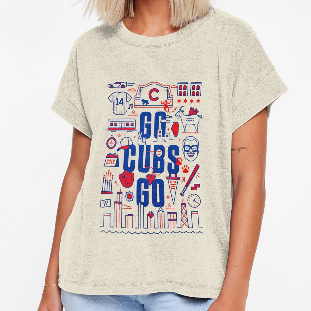 Go Cubs Go Art T-Shirt - Unique Graphic for Adults - T-Shirt, Sweatshirt, Hoodie