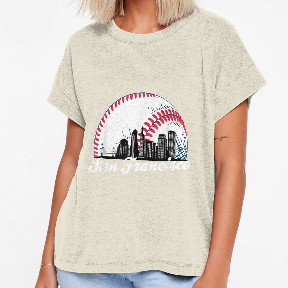 Cityscape Baseball San Francisco T-Shirt - Fun Novelty Design Men Women - T-Shirt, Sweatshirt, Hoodie