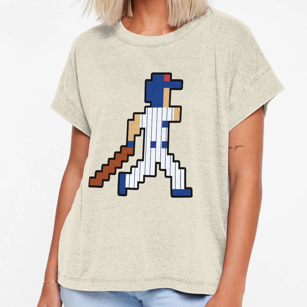 8 Bit Chicago Pixel Baseball Player T-Shirt - Minimalist Print for Adults - T-Shirt, Sweatshirt, Hoodie