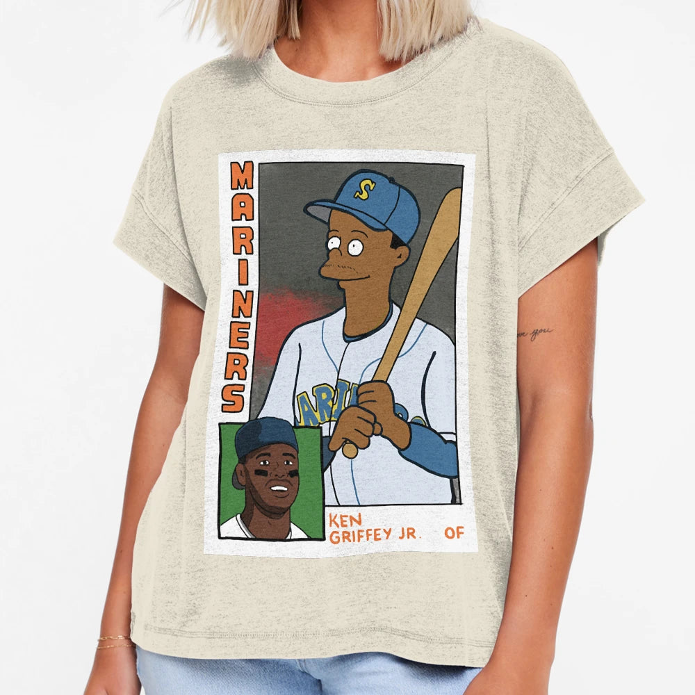 Homer Bat Ken Griffey Jr Simpsons T-Shirt - Novelty Apparel for Adults - T-Shirt, Sweatshirt, Hoodie