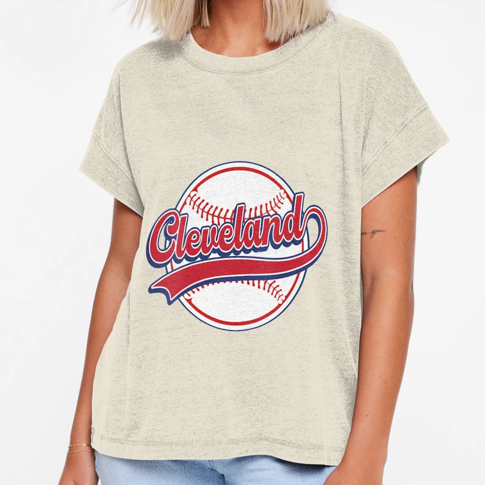 Womens Cleveland Cityscape Baseball T-Shirt - Minimalist Print Men Women - T-Shirt, Sweatshirt, Hoodie
