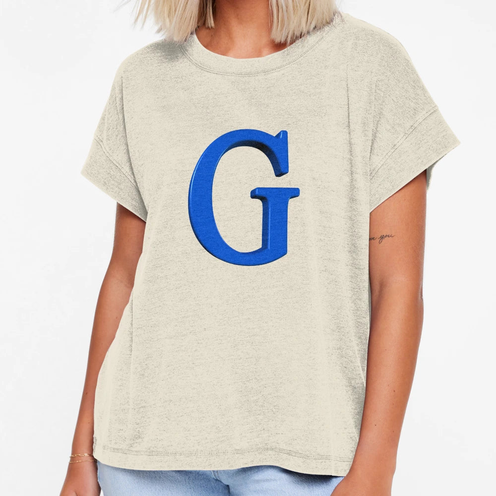 Letter G Dimensional Blue T-Shirt - Casual Everyday Wear Unisex - T-Shirt, Sweatshirt, Hoodie
