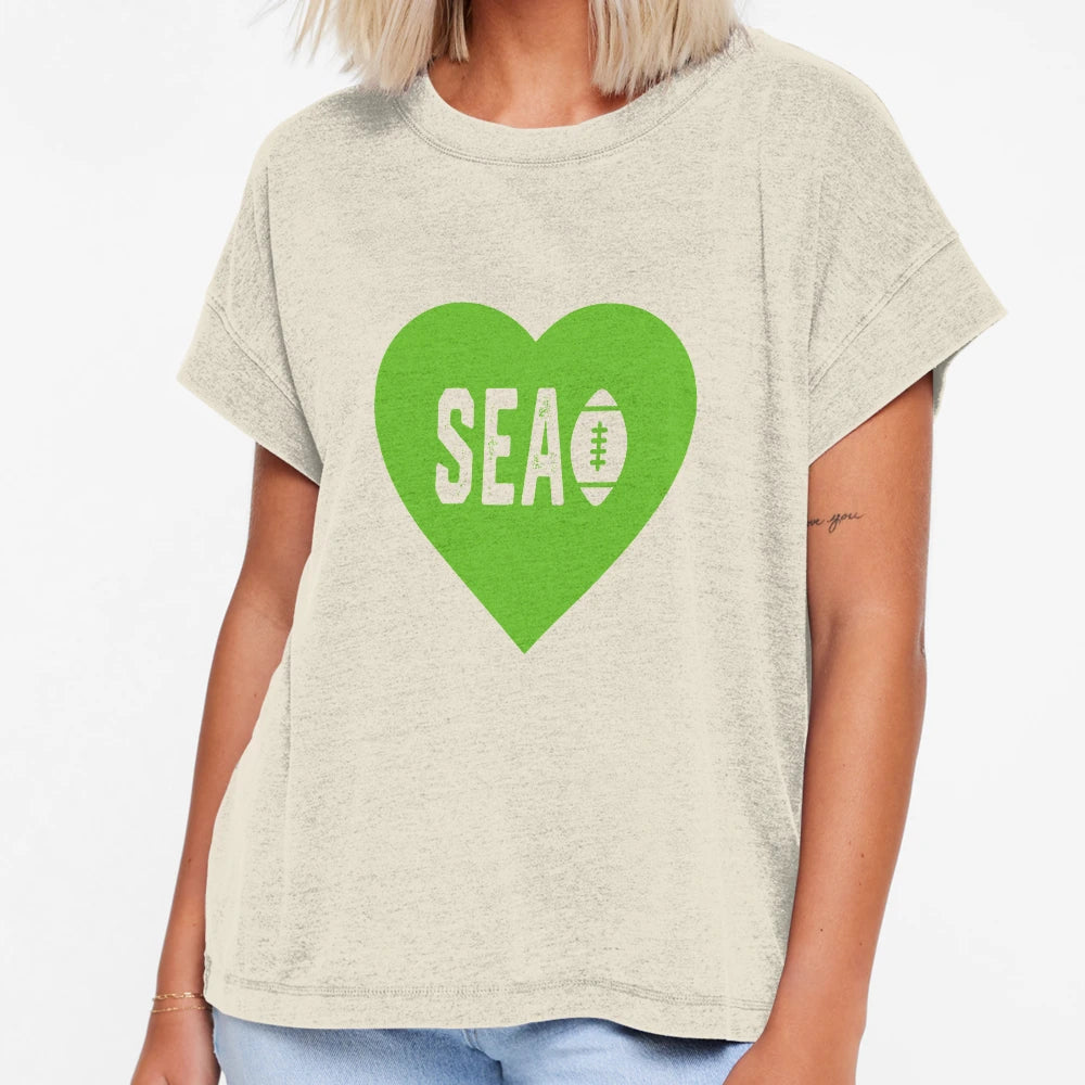 I Love Seattle Football Heart Sea T-Shirt - Custom Art Print Men Women - T-Shirt, Sweatshirt, Hoodie