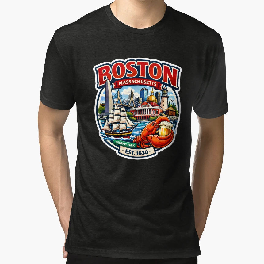 Boston T-Shirt - Custom Art Print Unisex - T-Shirt, Sweatshirt, Hoodie