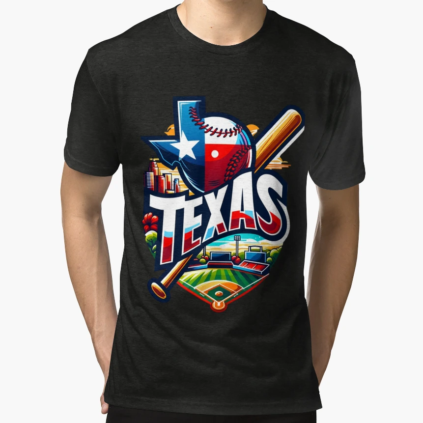 Texas Baseball Cityscape Badge T-Shirt - Streetwear Style Men Women - T-Shirt, Sweatshirt, Hoodie