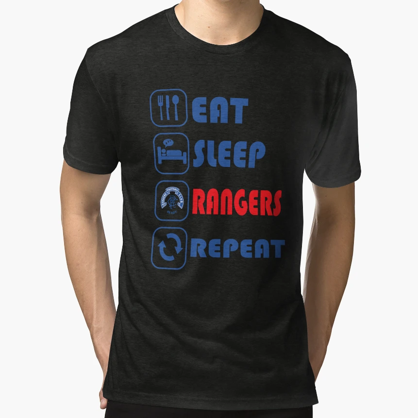 Eat Sleep Football Repeat Rangers Fan Art T-Shirt - Novelty Apparel Unisex - T-Shirt, Sweatshirt, Hoodie