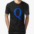 Letter Q Dimensional Blue T-Shirt - Unique Graphic for Adults - T-Shirt, Sweatshirt, Hoodie