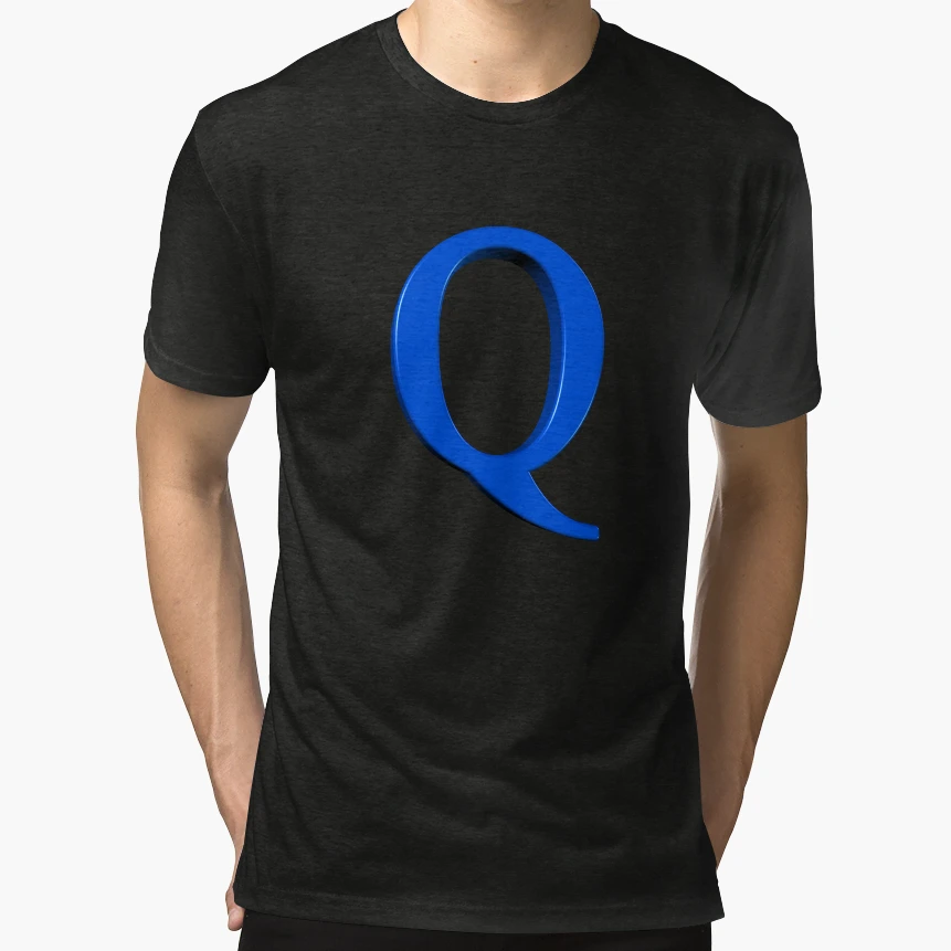 Letter Q Dimensional Blue T-Shirt - Unique Graphic for Adults - T-Shirt, Sweatshirt, Hoodie