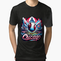 Chicago Baseball Cityscape Badge T-Shirt - Unique Graphic for Adults - T-Shirt, Sweatshirt, Hoodie