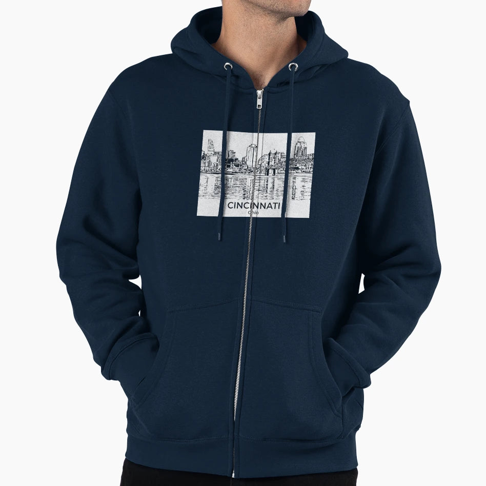 Cincinnati Ohio Hoodie - Custom Art Print Unisex - T-Shirt, Sweatshirt, Hoodie