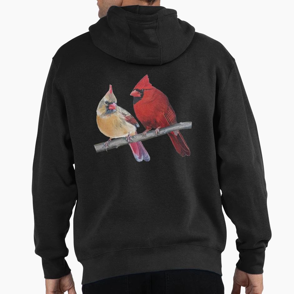 Northern Cardinals Pair Painting No Hoodie - Aesthetic Graphic for Adults - T-Shirt, Sweatshirt, Hoodie
