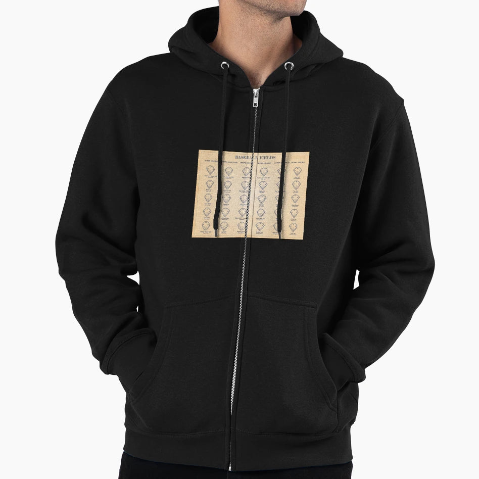 Baseball Fields Old Blue Grid Hoodie - Streetwear Style Men Women - T-Shirt, Sweatshirt, Hoodie