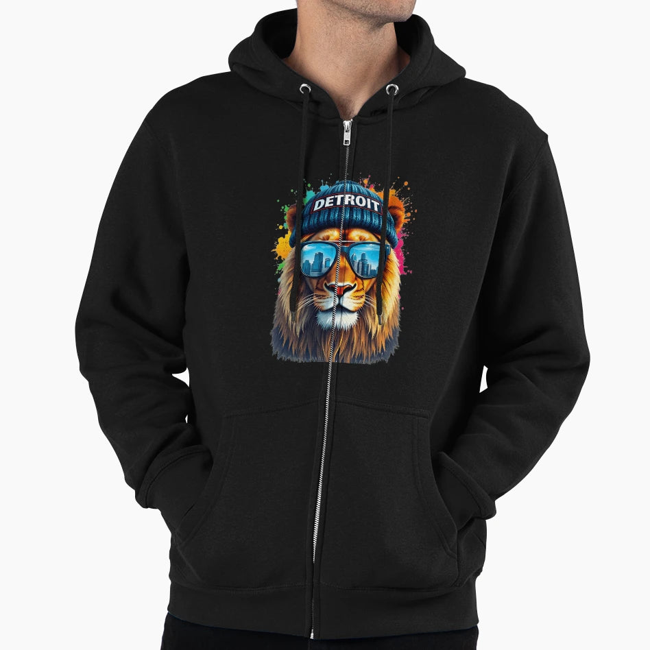 Detroit Lion Urban Hoodie - Minimalist Print Unisex - T-Shirt, Sweatshirt, Hoodie