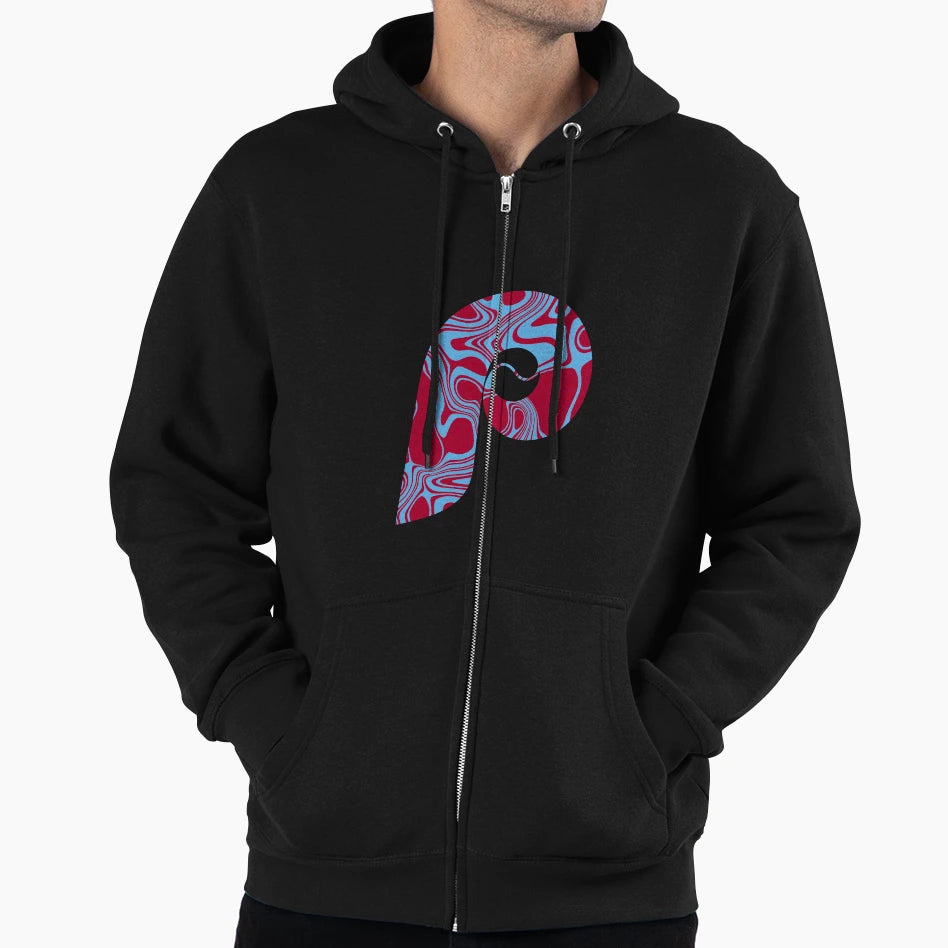 Red And Blue Marble Font Hoodie - Trendy Graphic Men Women - T-Shirt, Sweatshirt, Hoodie