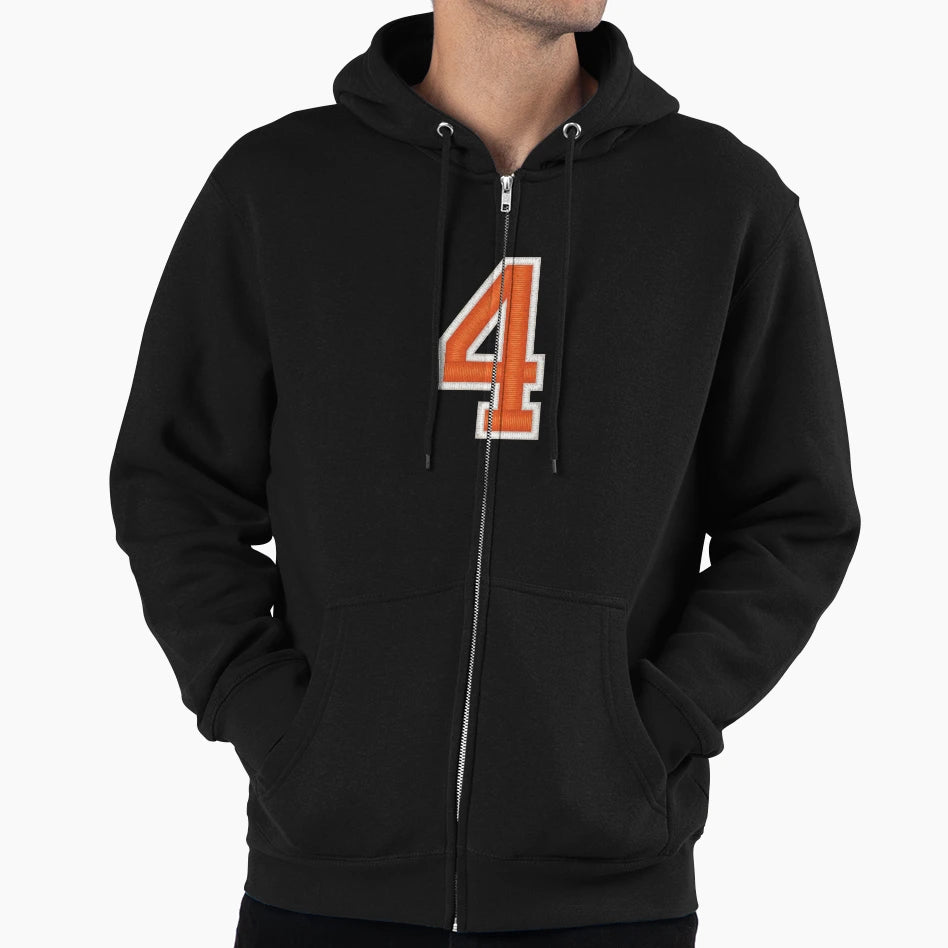 Sports Number 4 Jersey Four Orange Hoodie - Novelty Apparel Unisex - T-Shirt, Sweatshirt, Hoodie