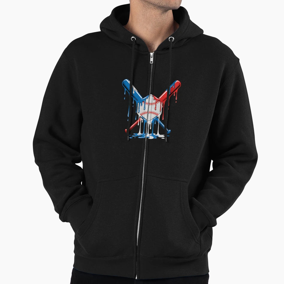 Baseball Ice Cream Drip Driping Hoodie - Graphic Print Unisex - T-Shirt, Sweatshirt, Hoodie